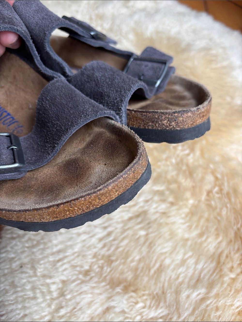 Suede Birkenstock Arizona Sandals - Picture 9 of 10